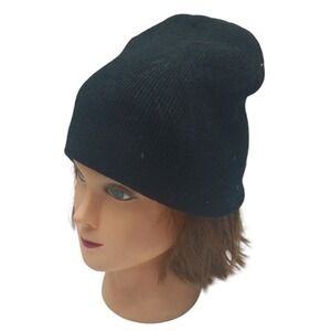 Black Knit Plain Beanie Ski Sports Winter Brimless Snow Hat School Wear Unisex